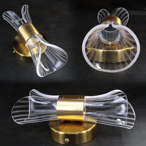 Image of Groeien 12W | 3 Color LED Nordic LED Sconce Transparent Indoor Home Acrylic Wall Lamp for Bedroom Living Room Corridor Lighting Fixtures Wall Mount(Warm+Natural+Coolwhite) (Luxe Wave, 1)