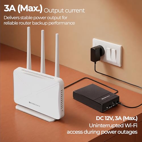 Image of Zebronics Router UPS, 8000mAh Battery, Upto 6 Hours Backup, 3A Output, Dual Input Ports, Fast Charging, Over Voltage & Short Circuit Protection, Portable and Carry-Friendly (EnergiUPS 8K)