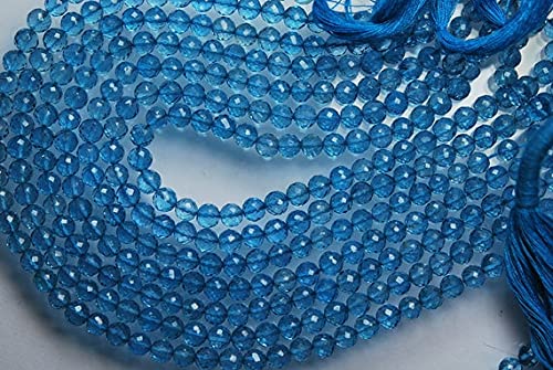 Topaze swiss blue naturelle perle 4mm en rondelles facettées 37 cts pour création de bijoux LKBEADS