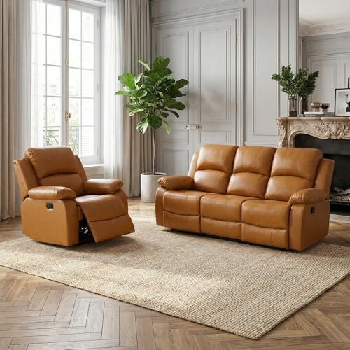Seruancielo Bonded Leather Living Room Furniture, 2 Pieces Recliner Sofa