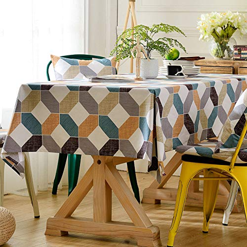 Nappe en coton géométrique anti-rayures pour protéger table basse et repas
