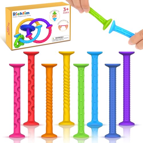 Image of Textured Toys Sensory Autism Toy for Kids : 8 Pack Sensory Toys for Classroom School Education - Suction Toy for Window - Fidget Toys for Autistic Travel