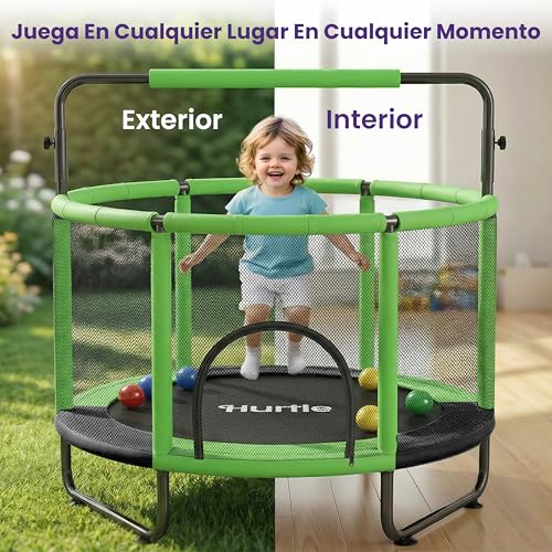Cama elástica infantil Hurtle con red, barra ajustable, columpio y saco de boxeo 8