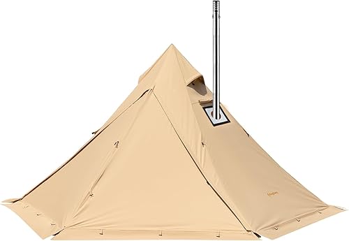 Miniatura 10 de KingCamp Hot Tent with Stove Jack, Winter Cotton Hot Teepee Tent with Snow Skirt, Set-up Rainfly, for Glamping, Camping, Hiking, Wind-Proofm,