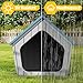 LHBcraft Cat House Outdoor Indoor, Sturdy Waterproof Plastic Cat House for Small to Medium Sized Cats, Resin Cat Shelter with Air Vents, Easy Clean and Assemble, Grey (Blue-22.4