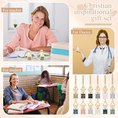 Image of Maxdot 24 Set Christian Gift Church Father's Day Bulk, Empty Hanging Car Air Freshener Diffuser Bottles 8ml for Women Men, Employee Staff Appreciation, CNA Week Gifts