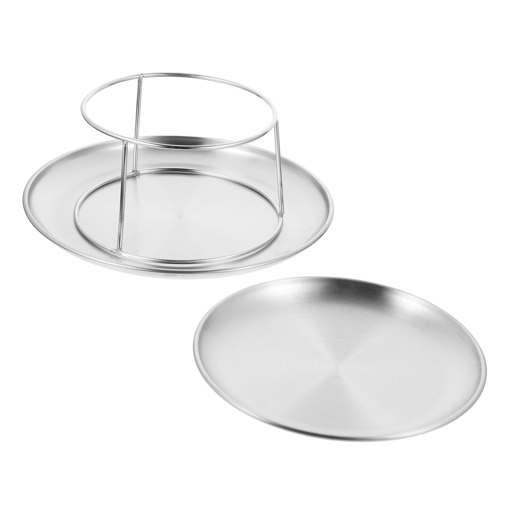 POPETPOP Vassoio da Portata Piatto per Dessert in Acciaio Inossidabile per Feste a Doppio Strato Elegante e Pratico, per Decorare Tavoli di Party