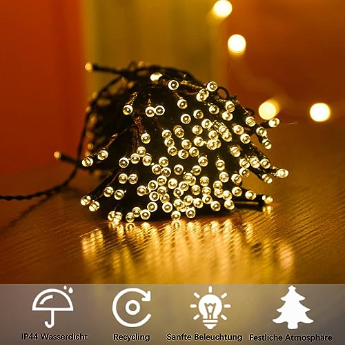 Hopelit Solar Fairy Lights Outdoor 10 m 100 LED Warm White with Remote Control and Timer, 8 Modes - Image 3