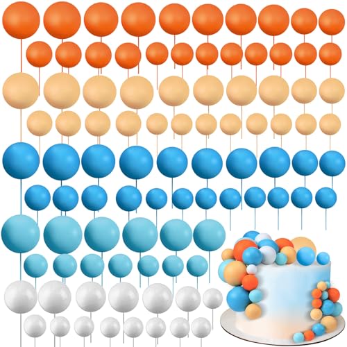 Tondiamo 108 Pcs Ball Cake Toppers, 5 Sizes for Cake Decorating, 31, A