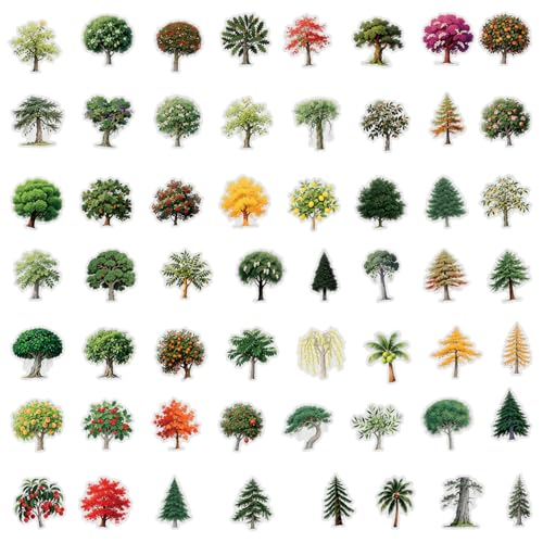 Xyntara 110pcs Tree Forest Stickers for Scrapbooking, Aesthetic Transparent PET Nature Themed Sticker for Journaling Supplies, Vintage Botanical Decorative Decals for Junk Journal