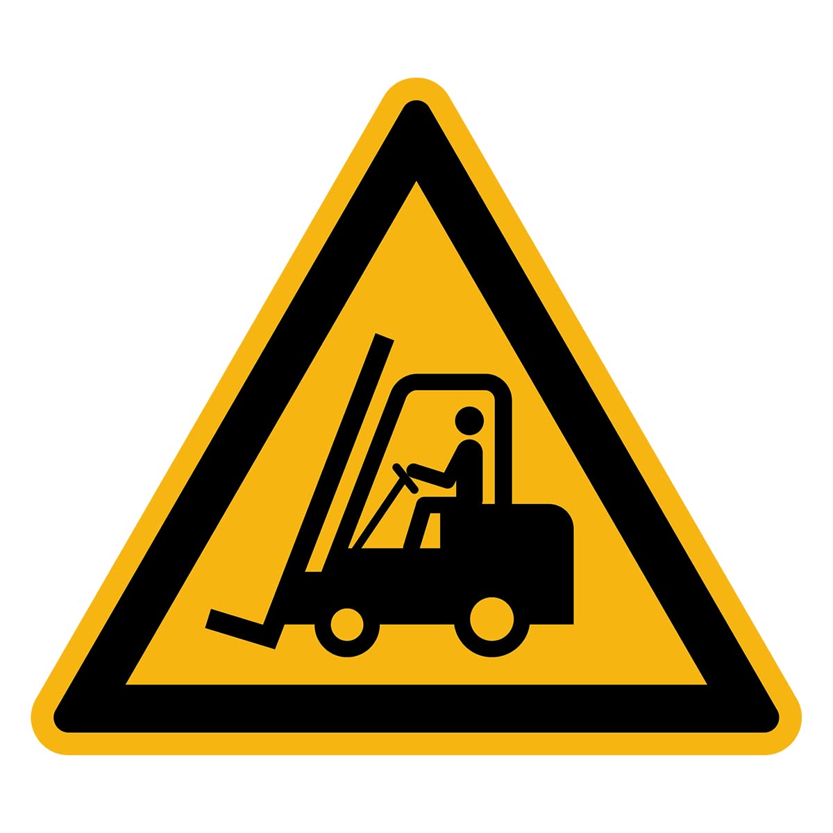 Sticker Danger Warning NF ISO 7010 - Laminated Triangular Signage Adhesive Sticker Water and UV Resistant - Forklifts - 15x15 cm