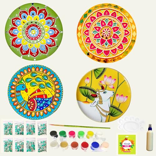 Image of Decordial lippan Art Materials DIY kit with Four Designs Premarked MDF Board (4 pcs premarked Art Board