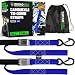 RHINO USA Motorcycle Tie Down Straps (2 Pack) Lab Tested 3,328lb Break Strength, Steel Cambuckle Tiedown Set with Integrated Soft Loops - Better Than a Ratchet Strap