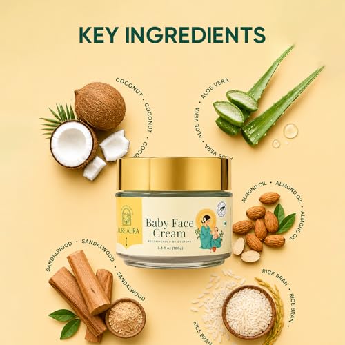 Image of Pure Aura Baby Face Cream 100gm, Pack of 2 - Doctor Recommended Ayurvedic & Organic Baby Cream with Shea Butter & Almond Oil | Chemical-Free Moisturizer for Newborns & Sensitive Skin