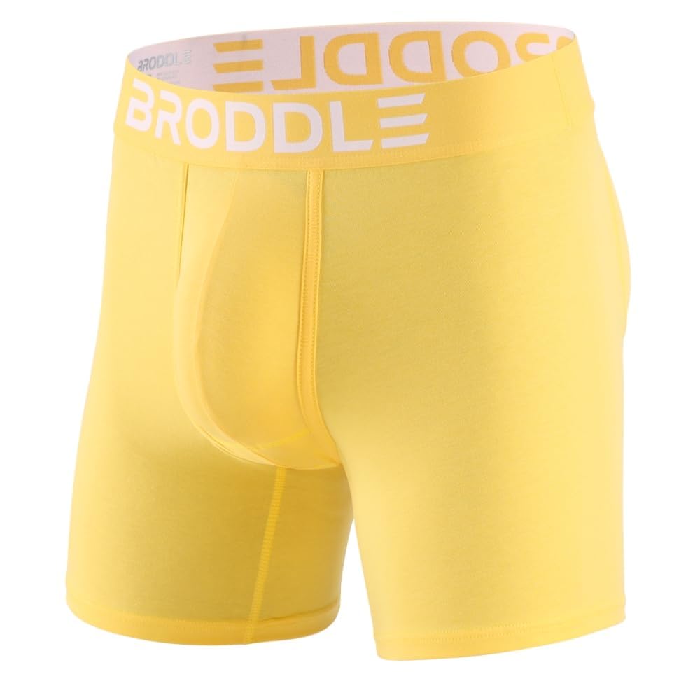 Broddle Men's Yellow Package And Butt Padded Underwear Enhancing Boxer Briefs