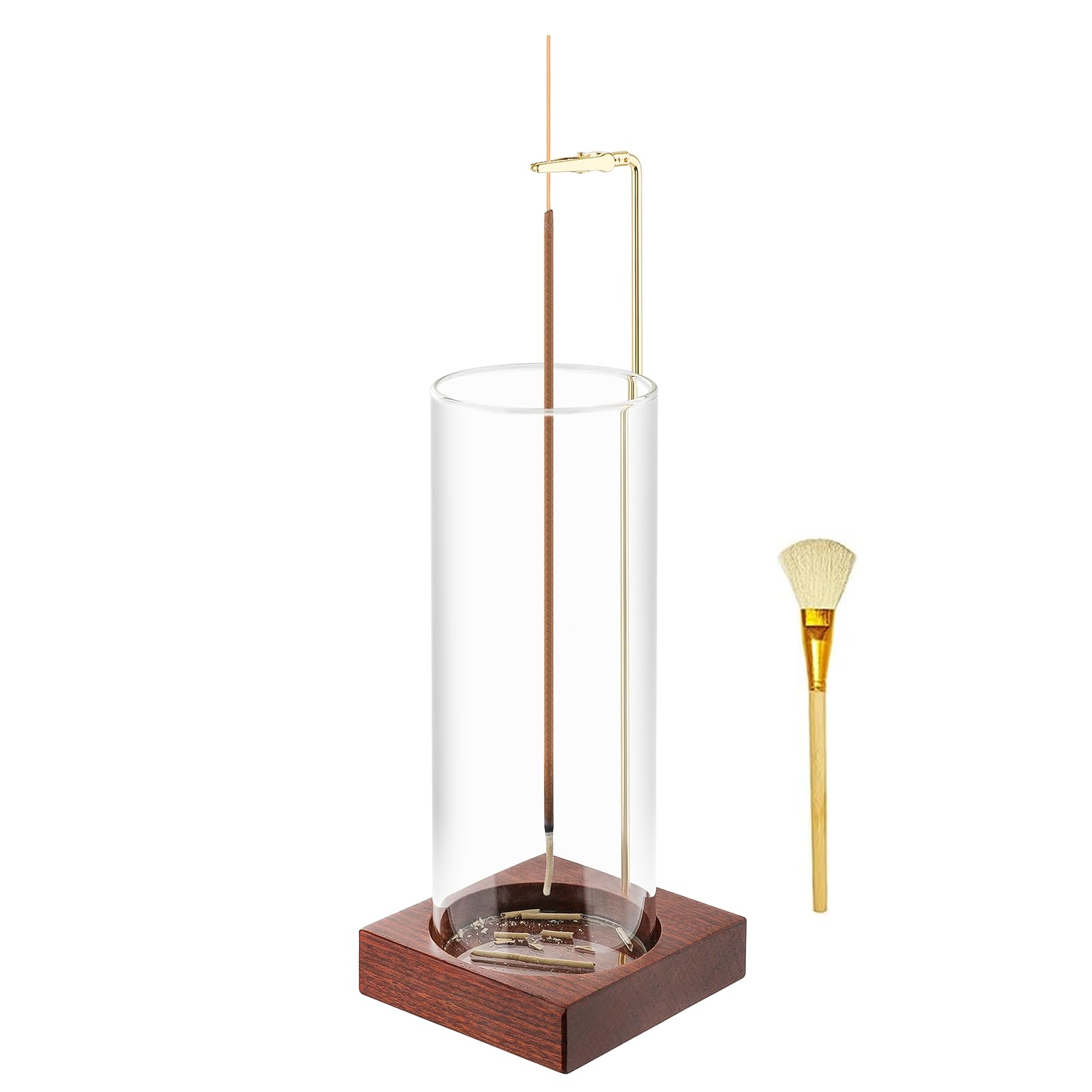 MACUSOO Ash Free Incense Stick Holder Glass Container Brown 9.8in
