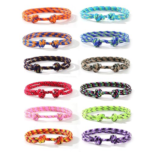 12 Stück Segeltau Armband Herren, Verstellbar Stoffarmband...