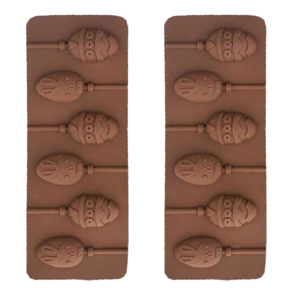 Zavaca Pack of 2 5-Cavity Easter Eggs Candy Sticks Easter Decorations Symbol Chocolate Making Mold Chocolate Pudding Handmade Soap Shape Jelly Soap Mould Pack Bomb