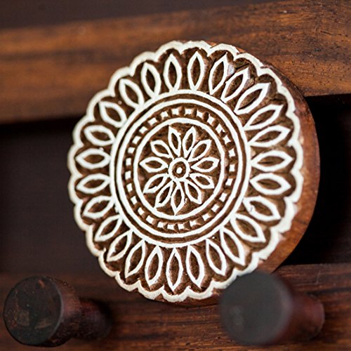 Image of ExclusiveLane 'Floral' Sheesham Wooden Key Holder for Home Decor Stylish (4 Hooks, Hand-Crafted, Brown)| Key Hangers for Wall Key Holder Stand Key Stand for Wall Key Chain Holder