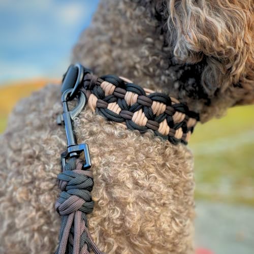 Ben&Bruno Hundehalsband | Breit & Verstellbar | 100% Handgefertigt | Robust, Sicher & Langlebig | Starkes Paracord Halsband | Halsbänder für Kleine, Mittelgroße & Große Hunde | Weiß - L