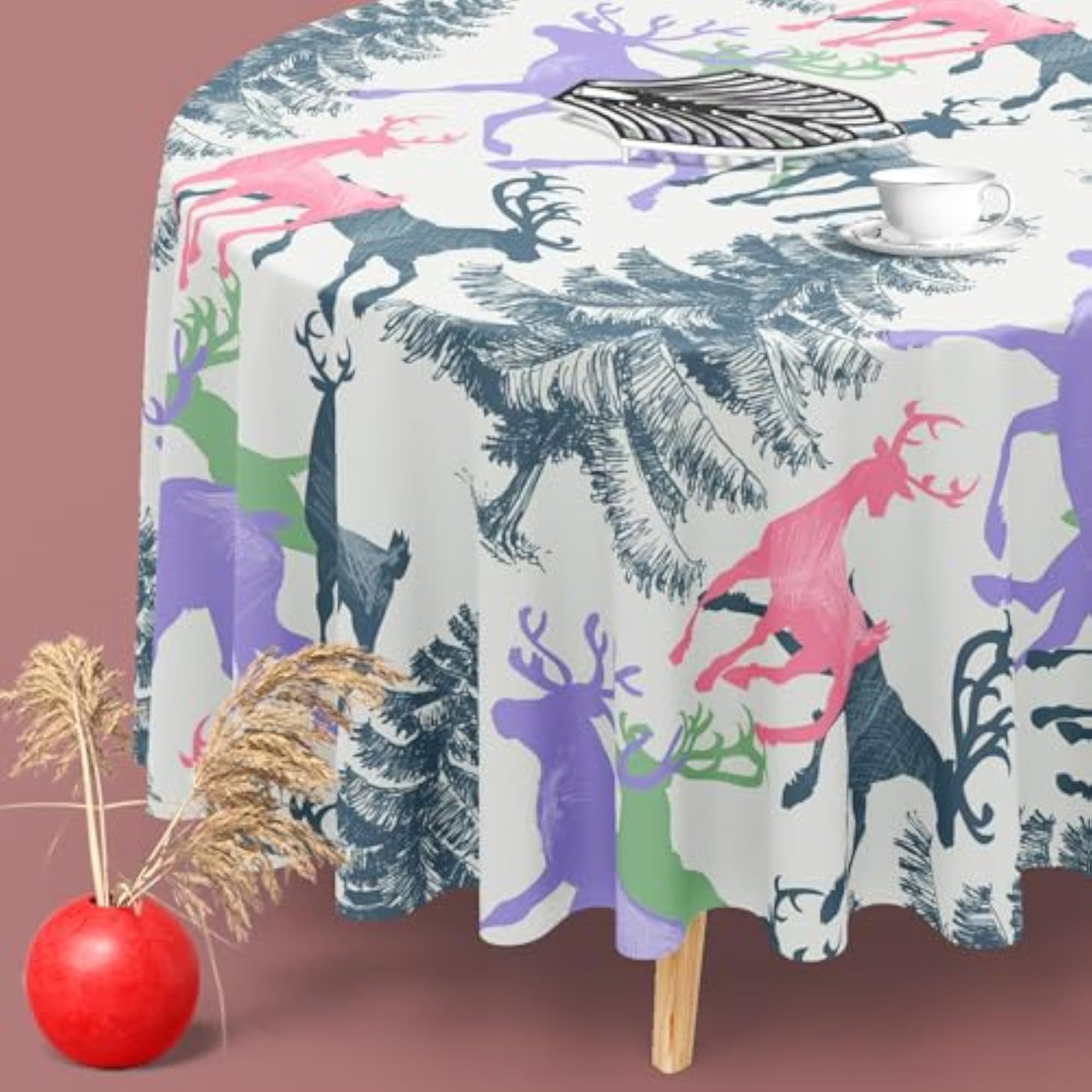 Deer & Pine Table Cloth Cover for Dining & Center Table