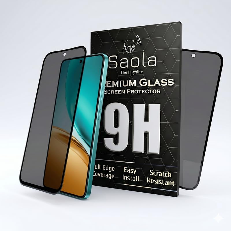 Image of Saola Ultra Privacy Tempered Glass For Realme 14T 5G (PACK OF 1) with Free Installation Kit. Full screen Coverage. Free Replacement If Received Damaged - 6.67 inch