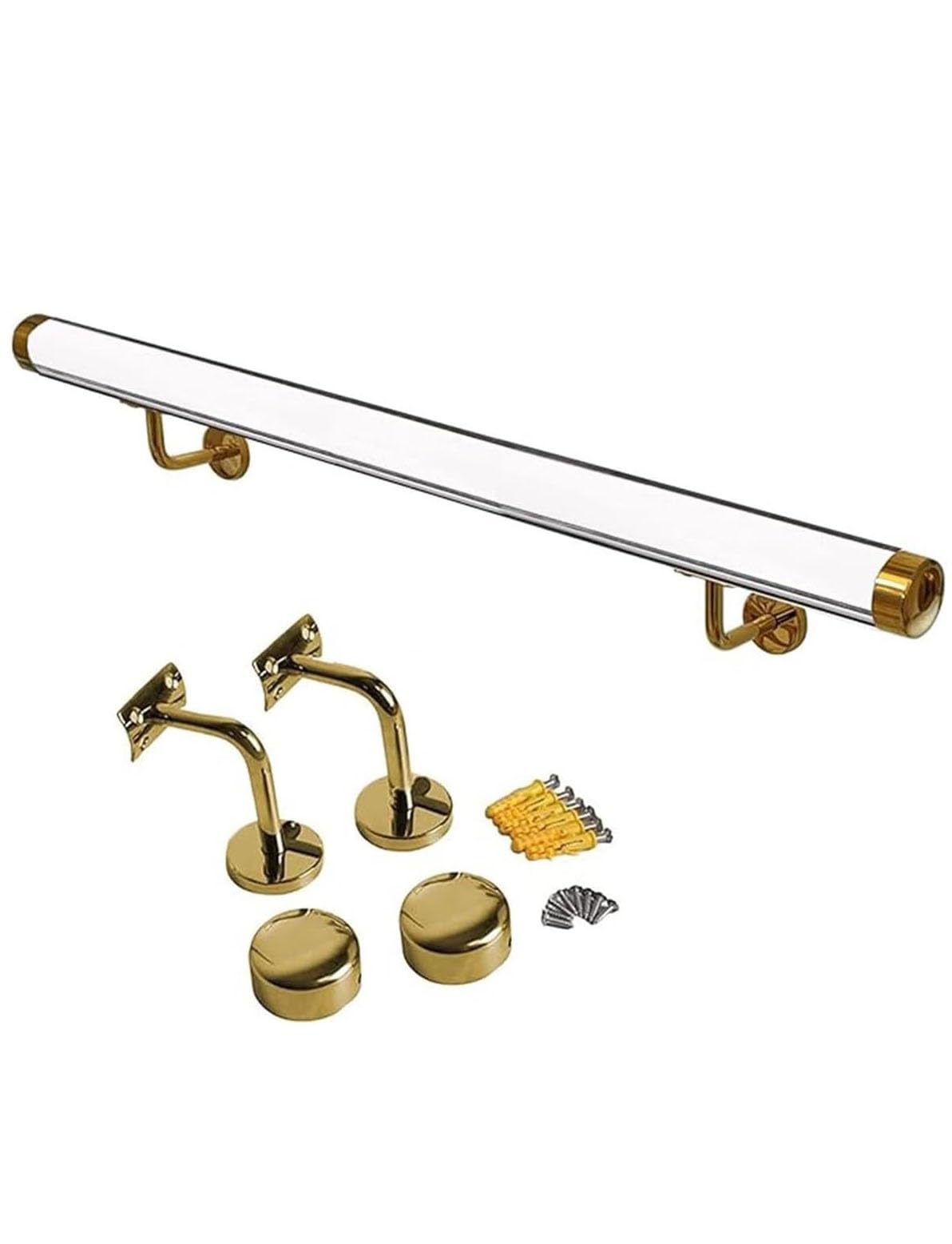 Acryl Handlauf für Treppen, Transparent Treppenhandlauf Kit mit Endkappen und Halterungen, Handicap Haltegriff für sicheren Halt