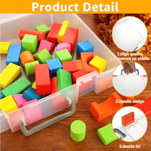 Image of 2 Pcs Craft Storage Box, 1-Compartment Clear Craft Organizer Box with Buckle Lid, Plastic Storage Case for Small Item Storage