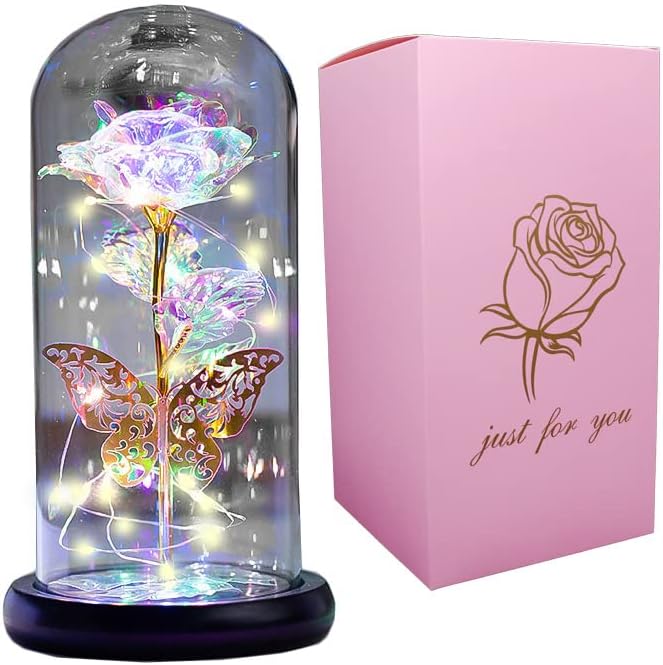 Regalos de rosas para el día de San Valentín para ella, rosas para siempre, decoración de mariposa dorada, regalos de flores para su novia, mamá,