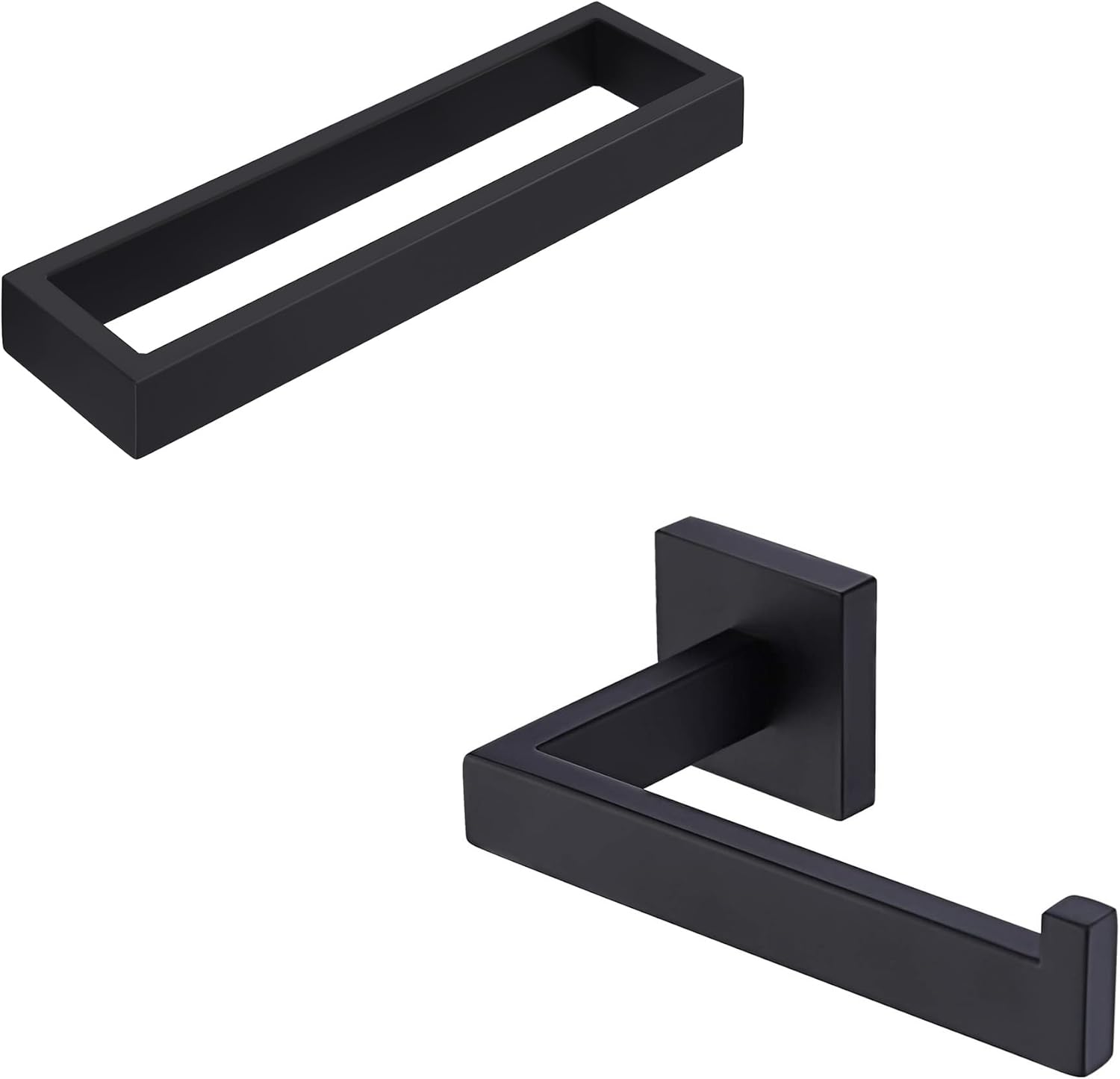 KES 10 Inch Towel Holder Matte Black Modern Matte Black Toilet Paper Holder Wall Mount, A23080-BK+A2572-BK