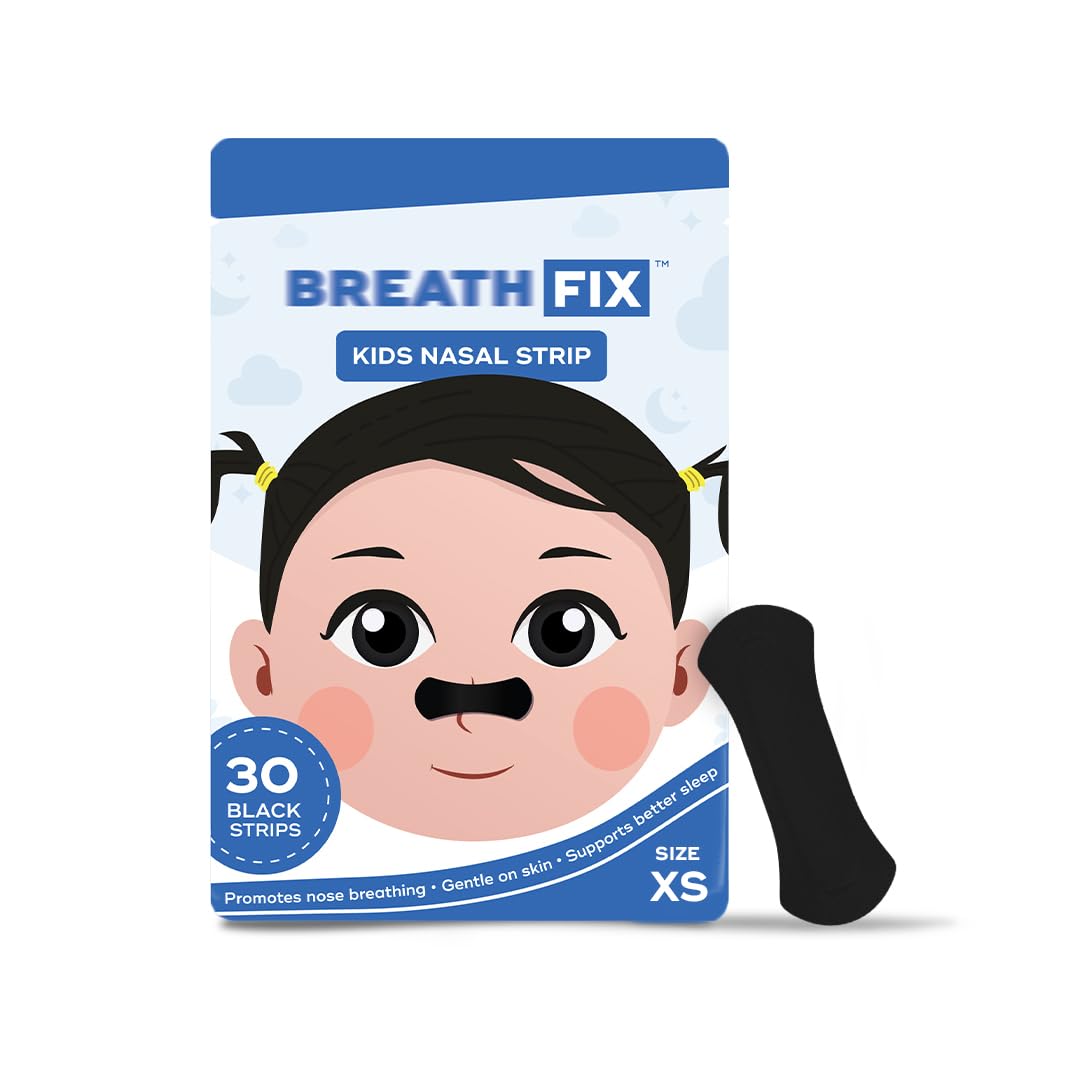 Kids Extra Small size (Ages 5-12) Black Nasal Strips | Non-Magnetic | Enhances Sleep & Athletic Performance | Optimizes Oxygen Intake | Skin-Friendly & Flexible Fit | Sweat-Resistant | CDSCO Approved | 30 Strips-image-4