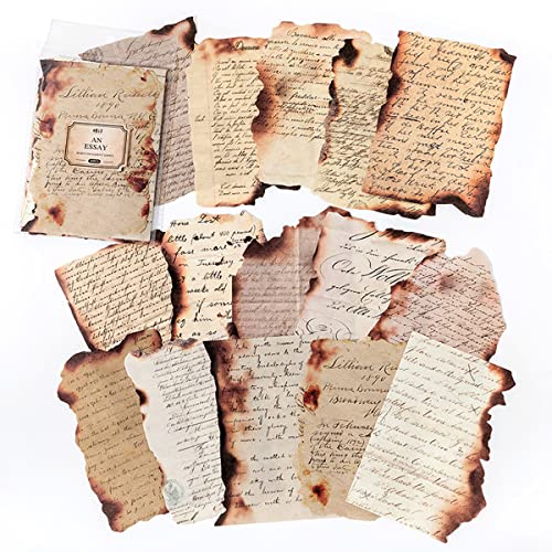 Vintage Scrapbooking Material Paper Old Letter Article Diary Paper Burnt Fragments Series DIY Supplies for Arts Crafts Handmade Gift Planner Scrapbook Journal Writing Drawing Journaling Card Making