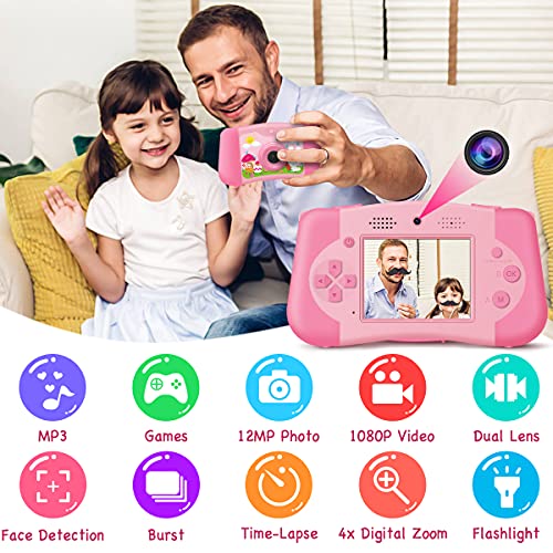 image for GKTZ Kids Camera Digital Video Camcorder Dual Lens Selfie Cameras 1080