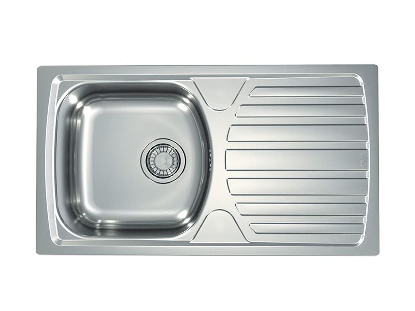 Alveus 1136539 BASIC 170 Fregadero de cocina empotrado de acero con escurridor, Inox liso y semibrillante