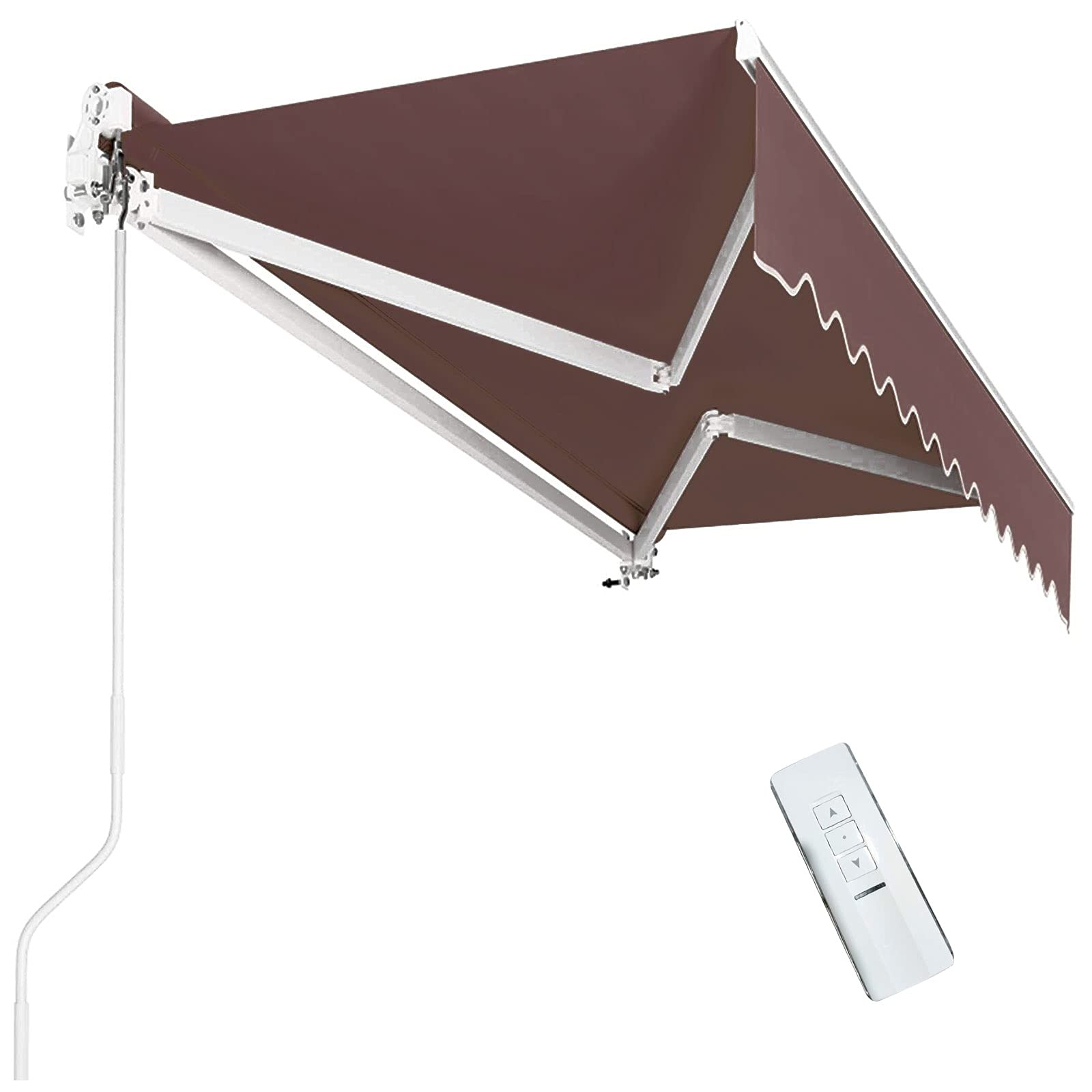 Tenda da Sole a Bracci per Esterno Regolazione con Manovella, Tenda da Sole Retrattile Manuale Elettrico motorizzato per Balcone Impermeabile Ai Raggi UV in Poliestere,#2,3x1.5m