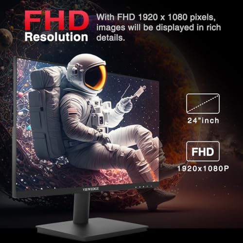 Image of Viewedge Gaming Monitor 24 Inch 1080p 180Hz, VA 1ms FHD PC Computer Monitor with 100% sRGB, Bluelight Filter, 2 HDMI & 1 DP Port, Support Freesync and Wall Mounted