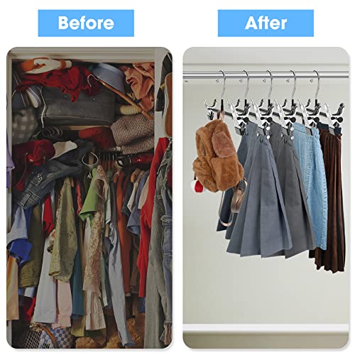 24Pack Pants Skirt Hangers With Clips, Adjustable Skirt Hangers For Women Non Slip Closet Organizers And Storage Space Saving Shorts Hangers For Pants Jeans Leggings Skirts Shorts Hats Clothes(Black) #TOP2