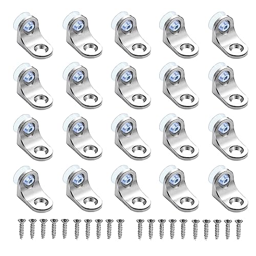 XNJIHWA 20 PCS Soportes de vidrio Abrazadera de vidrio en forma de L Soporte de base en ángulo recto Clip de fijación con ventosas y tornillos para muebles, gabinetes, armarios