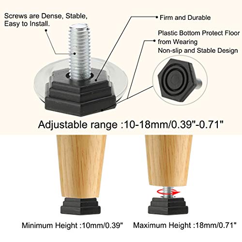 sourcingmap M8 x 18 x 25mm Hand Screw Leveling Feet Adjustable Leveler Floor Protector for Home Apartment Desk Chair Leg 20 Pack - Image 4
