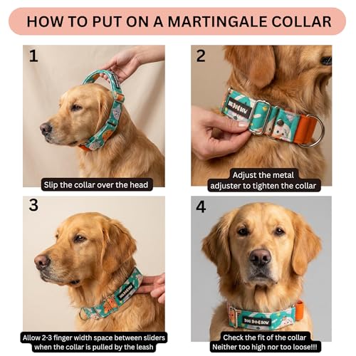 Image of Dog-O-Bow Teal Animal Print Martingale Dog Collar, Durable, Comfortable & Adjustable Training Collar (Large)