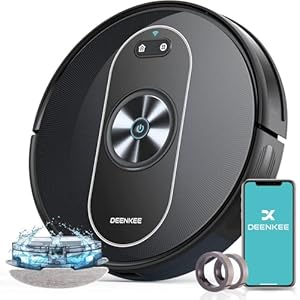 Deenkee Robot Vacuum Cleaner with Mop: 4000pa Strong Suction Robot Vacuum with 3.0 Gyro Navigation, 180 Mins Max, Robotic Vacuums for Pet Hair,Hard Floor