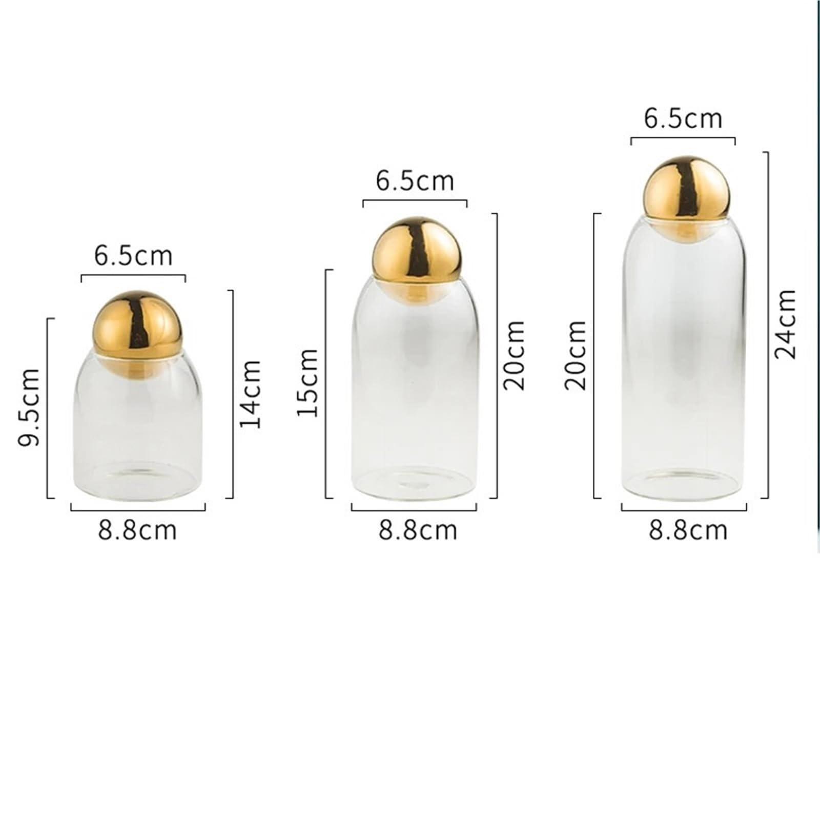 Serbatoio di stoccaggio chicchi caffè in vetro trasparente sigillato da 2 pezzi. frutta secca. bottiglie multicereali Per Cucina(Golden stopper-M)
