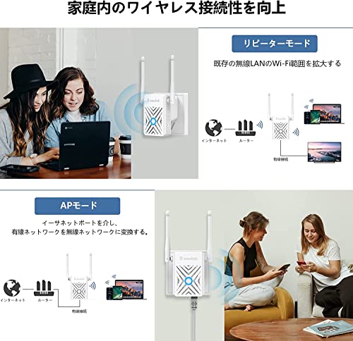 WAVLINK 無線LAN 中継機 300Mbps WIFI 無線LAN中継器/アクセス ポイント/ワイヤレス ルータ/リピーター/AP wifi ブースター信号増幅器 11n/g/b 300Mbps エアステーション 外部アンテナ付き コンセント直挿型
