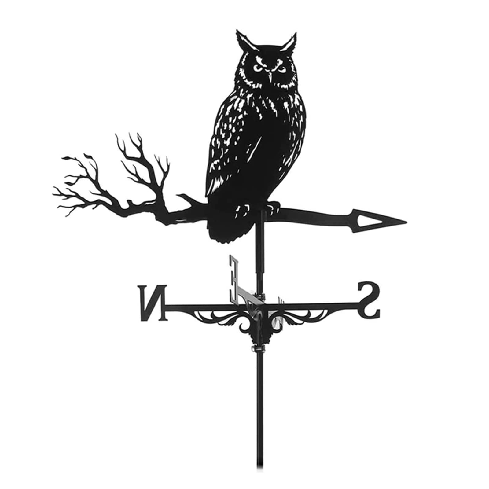 BRLIBESE Owl Shape Roof Mount Weathervane Animal Metal Weather Vane Weather Vane Wind Direction Indicator Roof Decoration Accessories for Garden Patio Roof Decoration