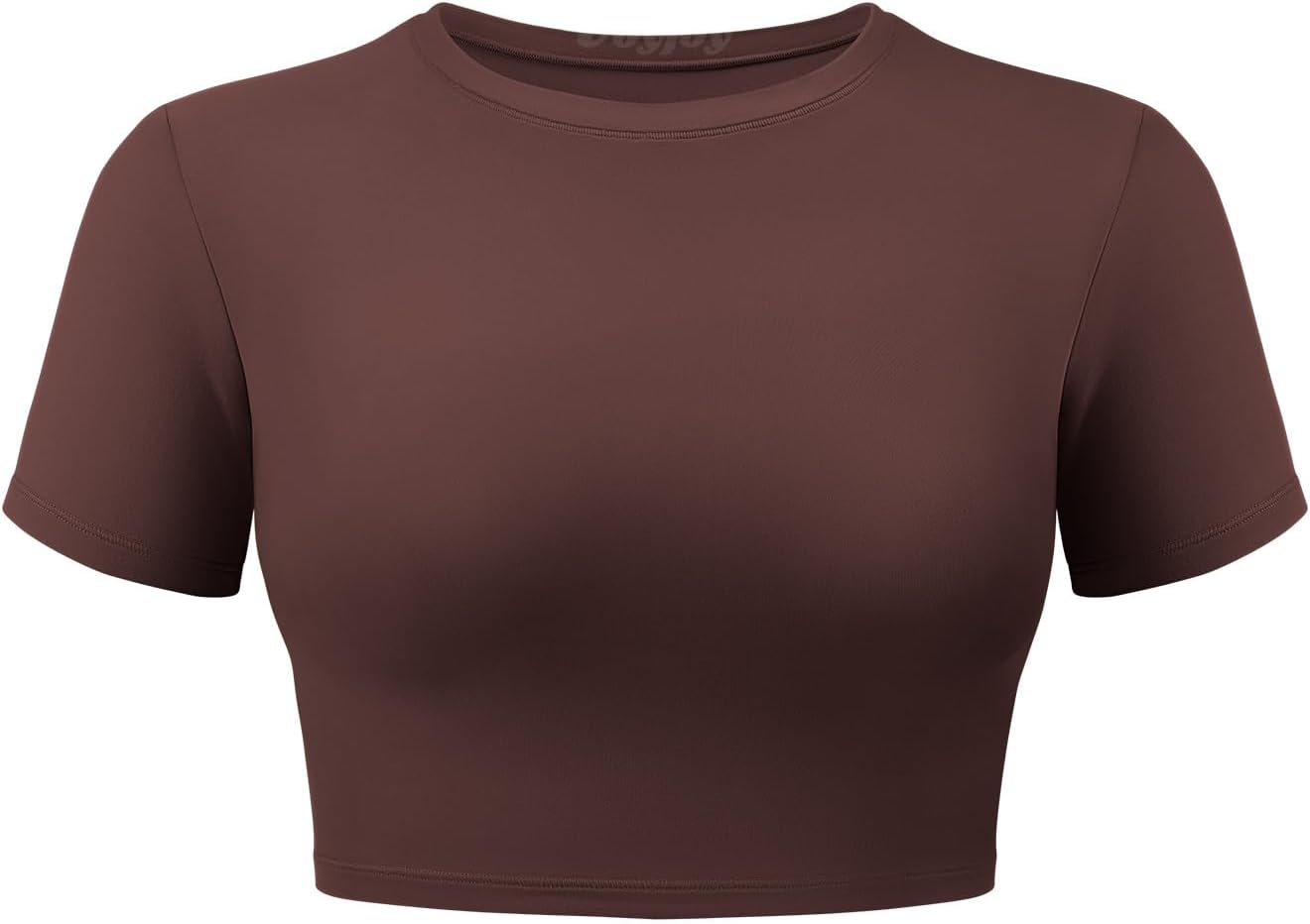 VOYJOY Womens Double Lined Fitted Short Sleeve Crop Tops Crew Neck Casual Workout T Shirts Cute Basic Tee