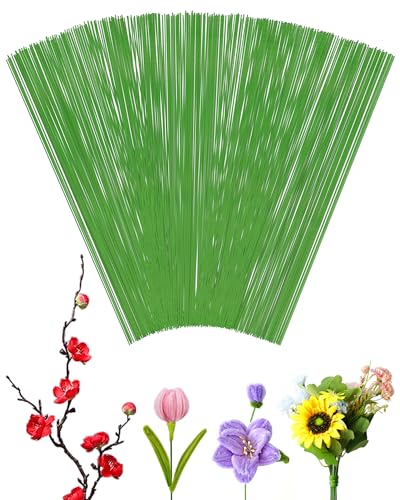 100 PCS 26 Gauge LightGreen Floral Wire Stems for Artificial Flower Making,Flexible Paddle Wires for Crafts Valentines Flowers,Garland and Floral Arrangements,Florist Wire,Flower Wires for Crafts
