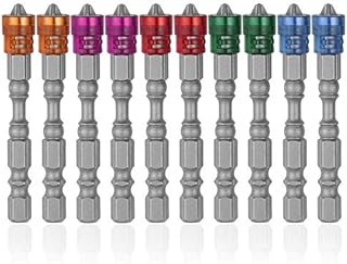 Saipor 10pcs 1/4-Inch Hex Shank Magnetic Phillips Screwdriver Bit Set S2 Steel Cross Screw Electric Power Drivers Bits PH2, 65mm/2.56 Inch Length for Drywall Screwdriver Bits Set