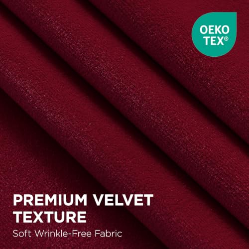Image of Joydeco Christmas 100% Blackout Red Velvet Curtains 96 Inches Long 2 Panels Set, Black Out Curtain for Bedroom Living Room, Heavy Luxury Thermal Insulated Curtains Rod Pocket Back Tab, 52W x 96L