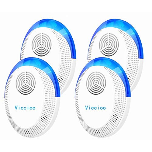 Preisvergleich Produktbild Viccioo Ultraschall Schädlingsbekämpfer Pest Repeller Mäuse Repeller Elektronische Insektenschutzmittel Vertreiber gegen Indoor Moskito,Mäuse,Ameisen,Kakerlaken (4 Stück-Blaues Licht)