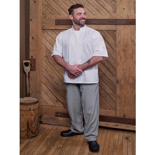 Image of Mercer Culinary Millennia Air Short Sleeve Men's Cook Jack with Full Mesh Back, Large, Black